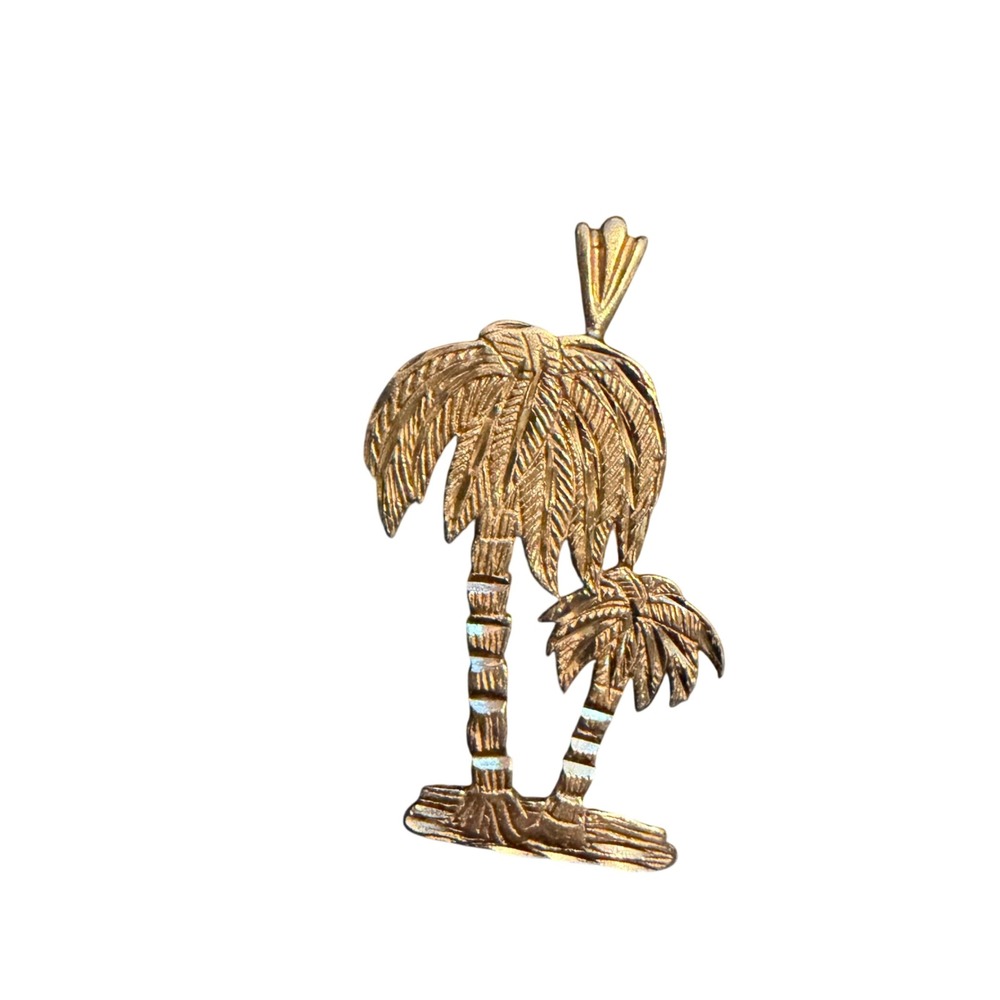 Vintage 14K Yellow Gold Palm Tree Pendant Palm Tropical Charm MA Michael Anthony